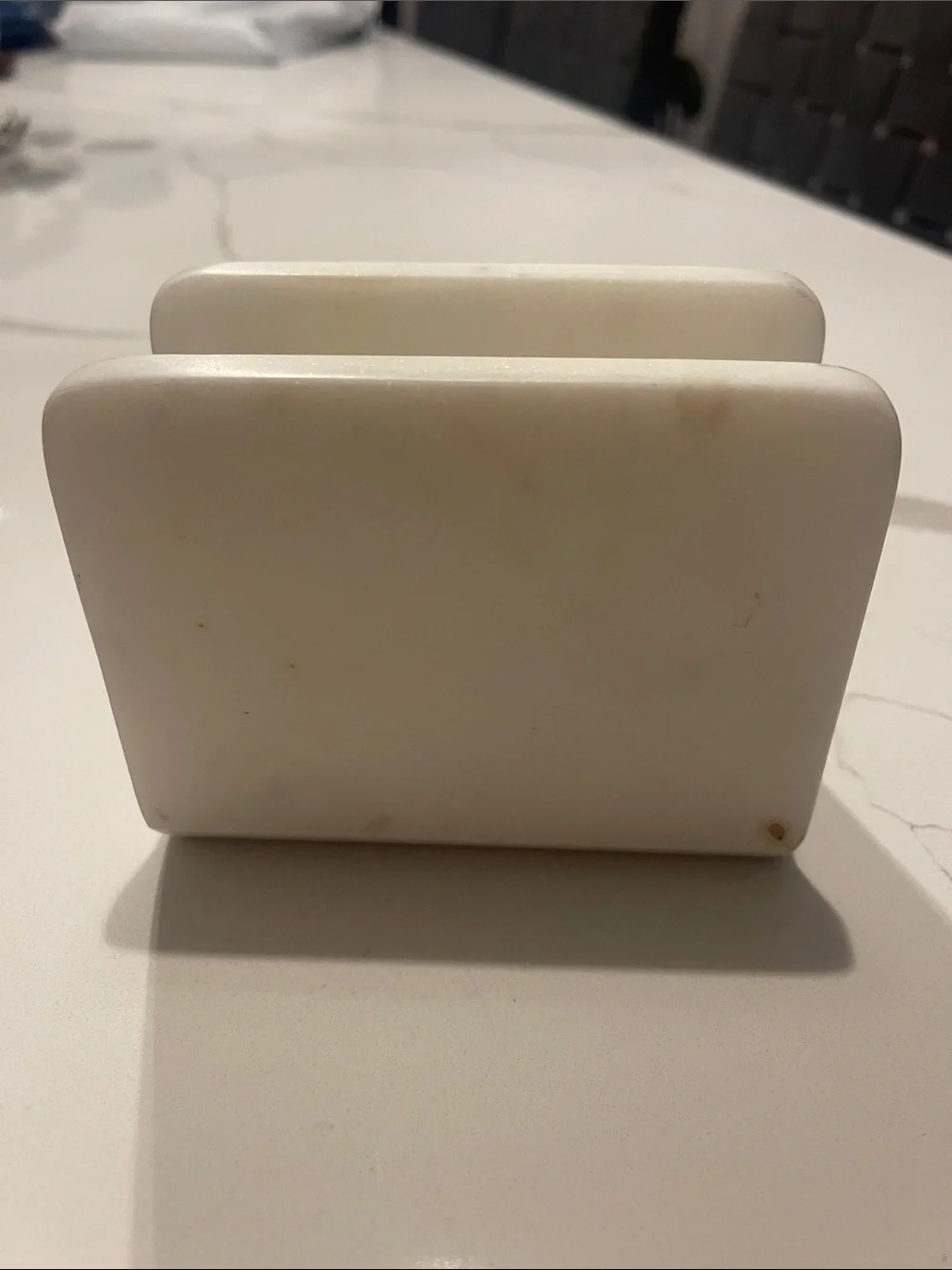 White Marble Soap Dish Holder - Dual Slot Counter Organizer
